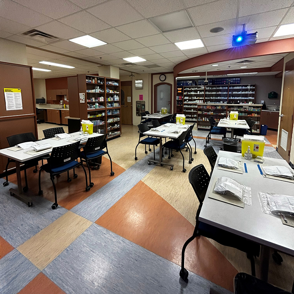 Pharmacy Technician Injection Training room - the space the training takes place in, all set up